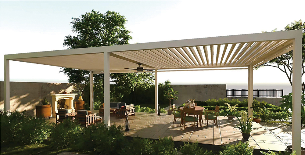 电动遮阳防雨百叶凉亭