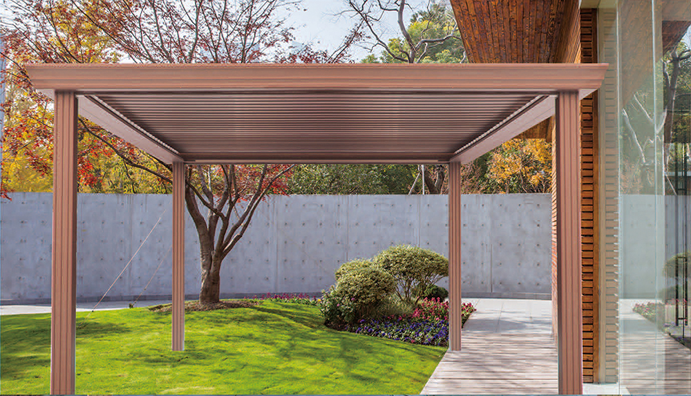 电动遮阳防雨百叶凉亭