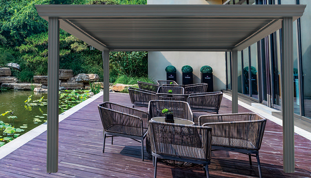 电动遮阳防雨百叶凉亭