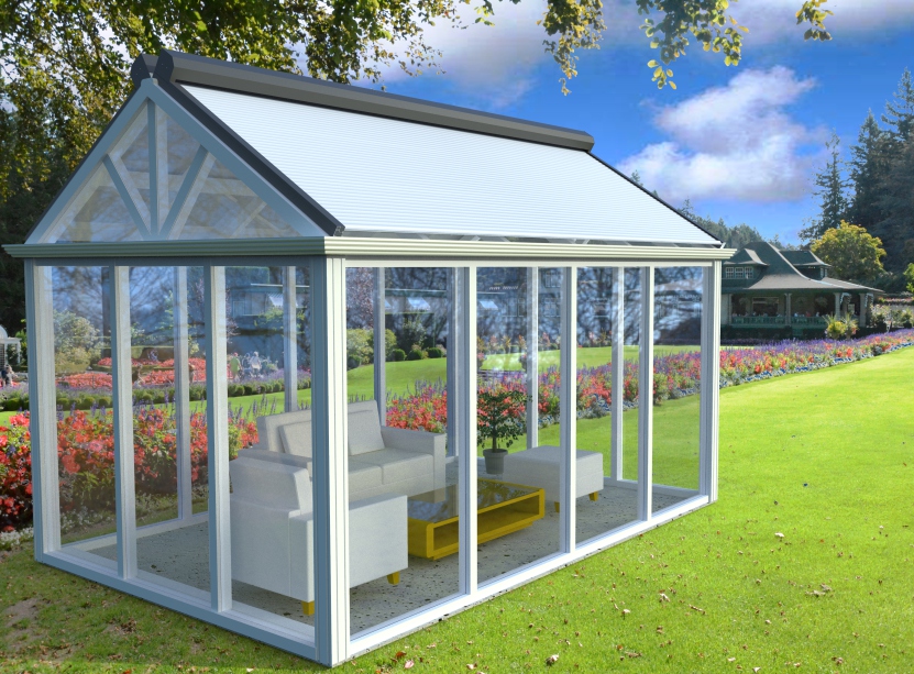 阳光房铝合金遮阳天幕_平顶